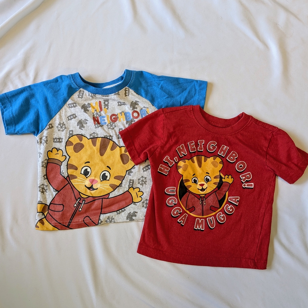 Vibrant Red and Blue Short Sleeve Tees with Lion Designs
